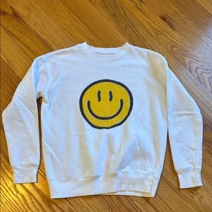 GIRLS size M (10-12) Vintage Havana White Sweatshirt with Yellow Smiley